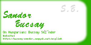 sandor bucsay business card